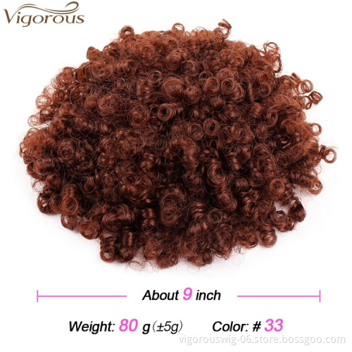 VigorousTop Quality Wholesale Synthetic Short Afro Kinky Hair Bun Drawstring Pony Tail Clip in Hair Extension on Puff Hair Bun